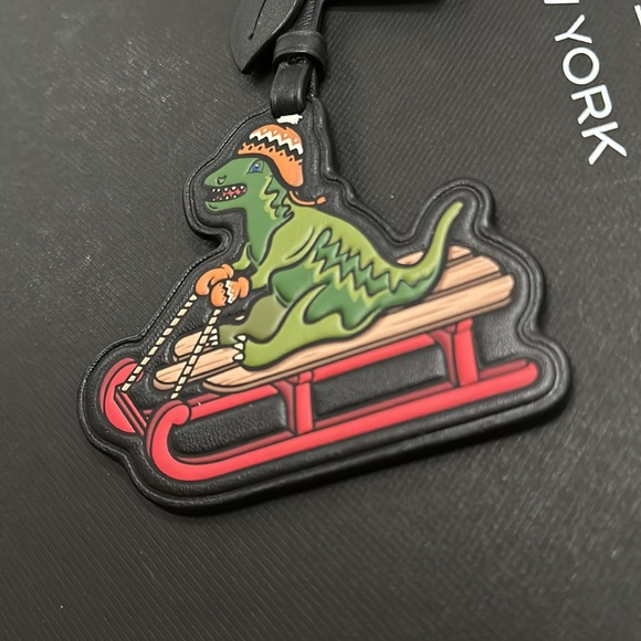NWT Coach Rexy Sled Bag Charm Signature Canvas Leather Dinosaur Keychain - Picture 5 of 6